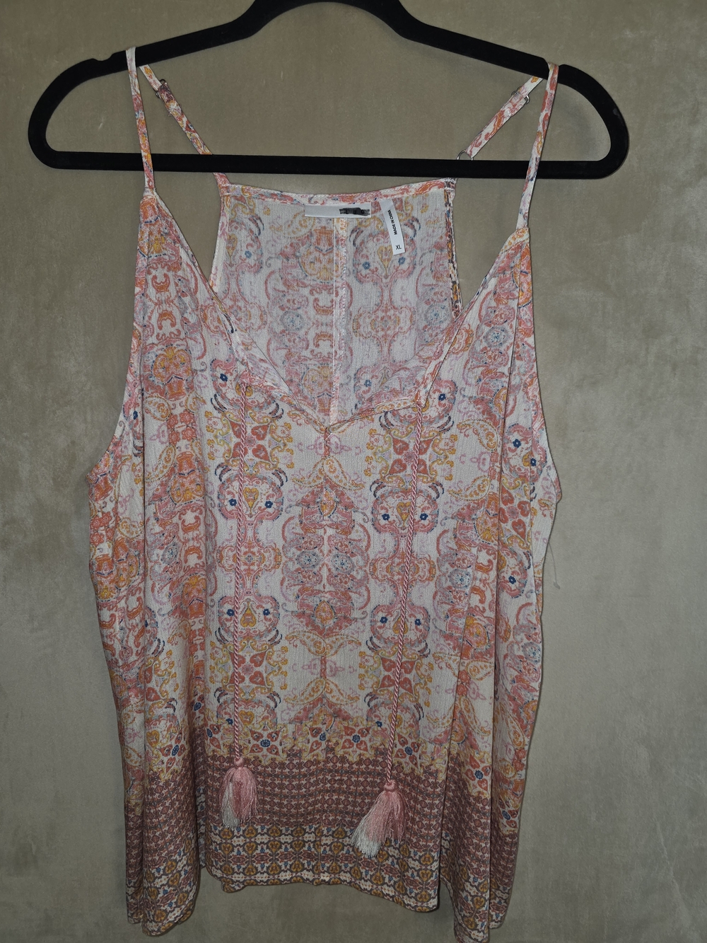Lightweight Pink Paisley-Print Spaghetti Strap Top